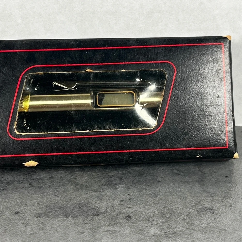 Vintage Bank of Lansing Quartz Time‎ Pen LCD Digital Clock Silver Tone Promo Box